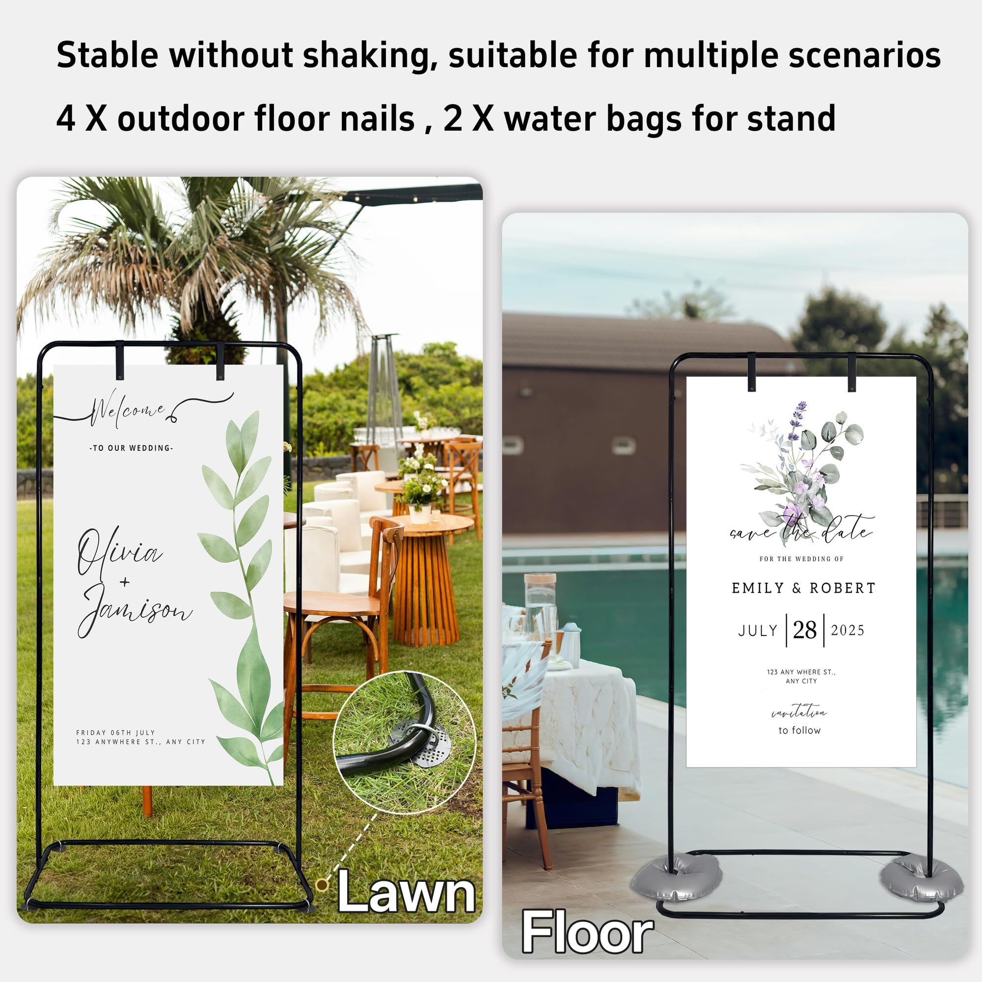 Lunirith welcome sign stand 50-inch height for compact venues
