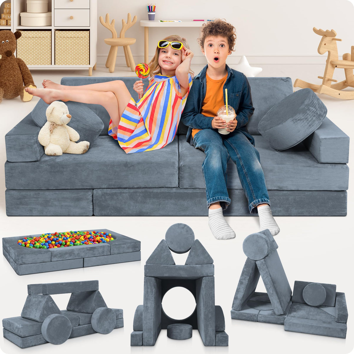 Lunix LX15 half-square and semi-circle pieces enable versatile, imaginative play configurations.