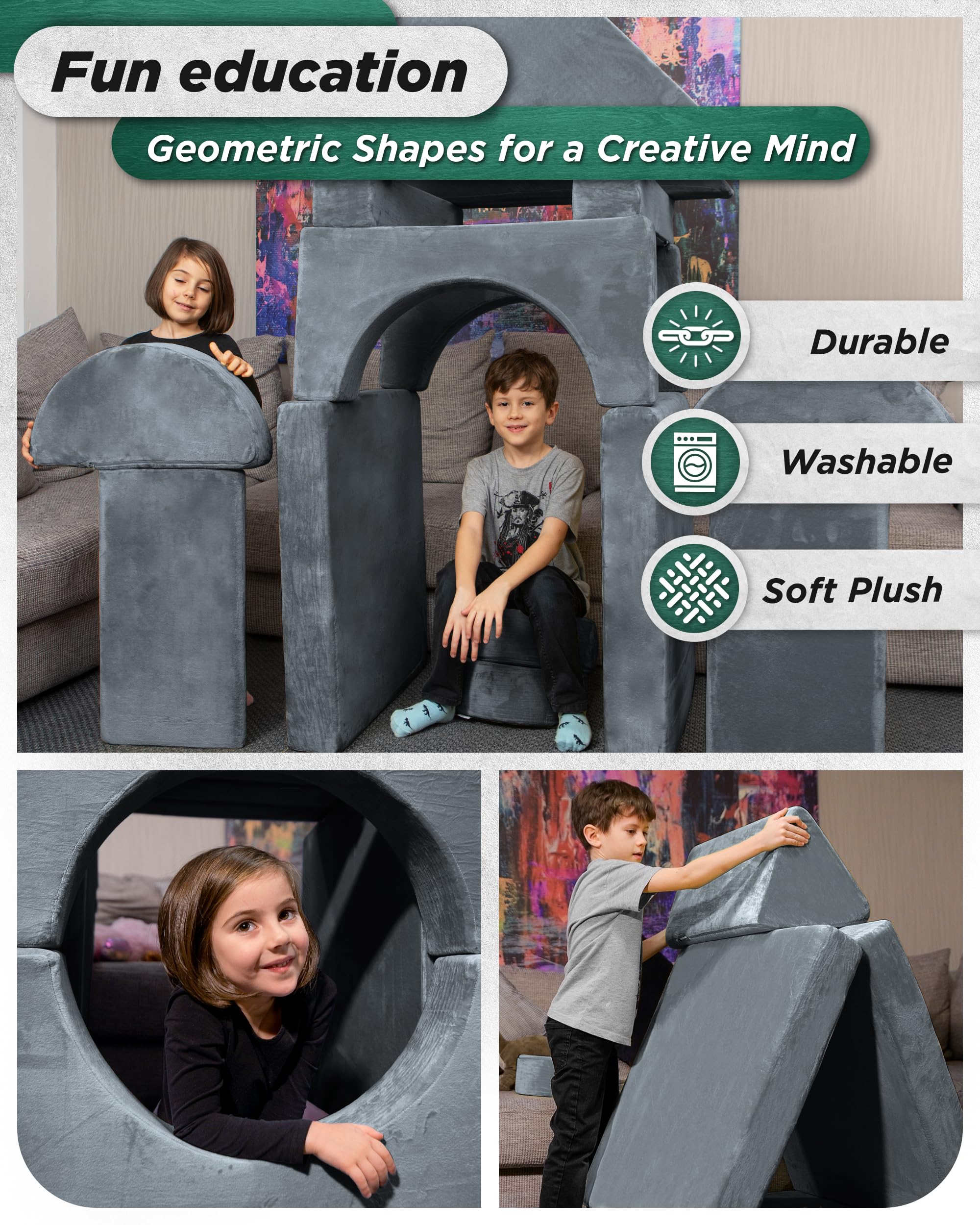 Lunix LX15 square pieces form solid bases for block play.