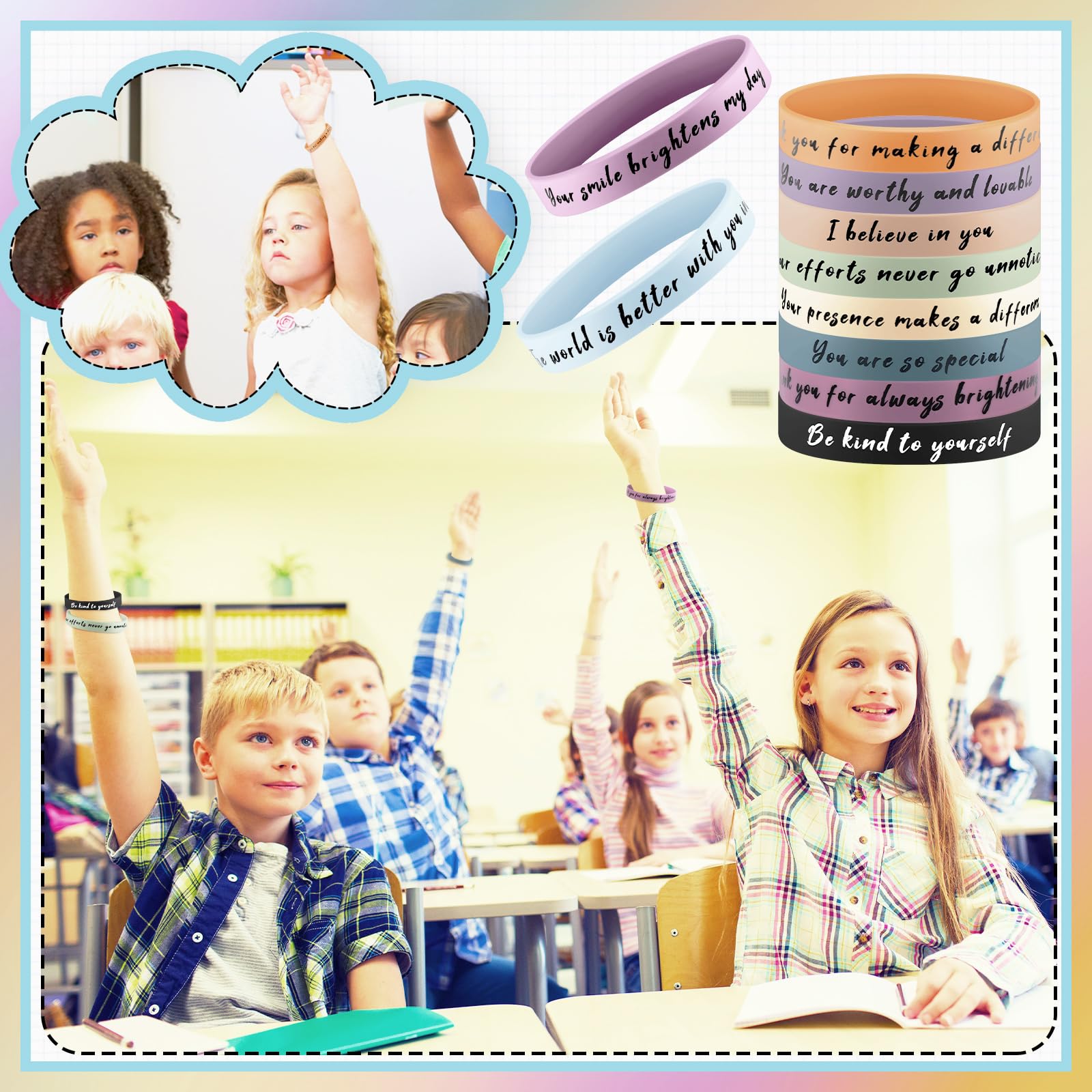 Lunmon silicone bracelets are soft, durable, and stretchy for easy on/off