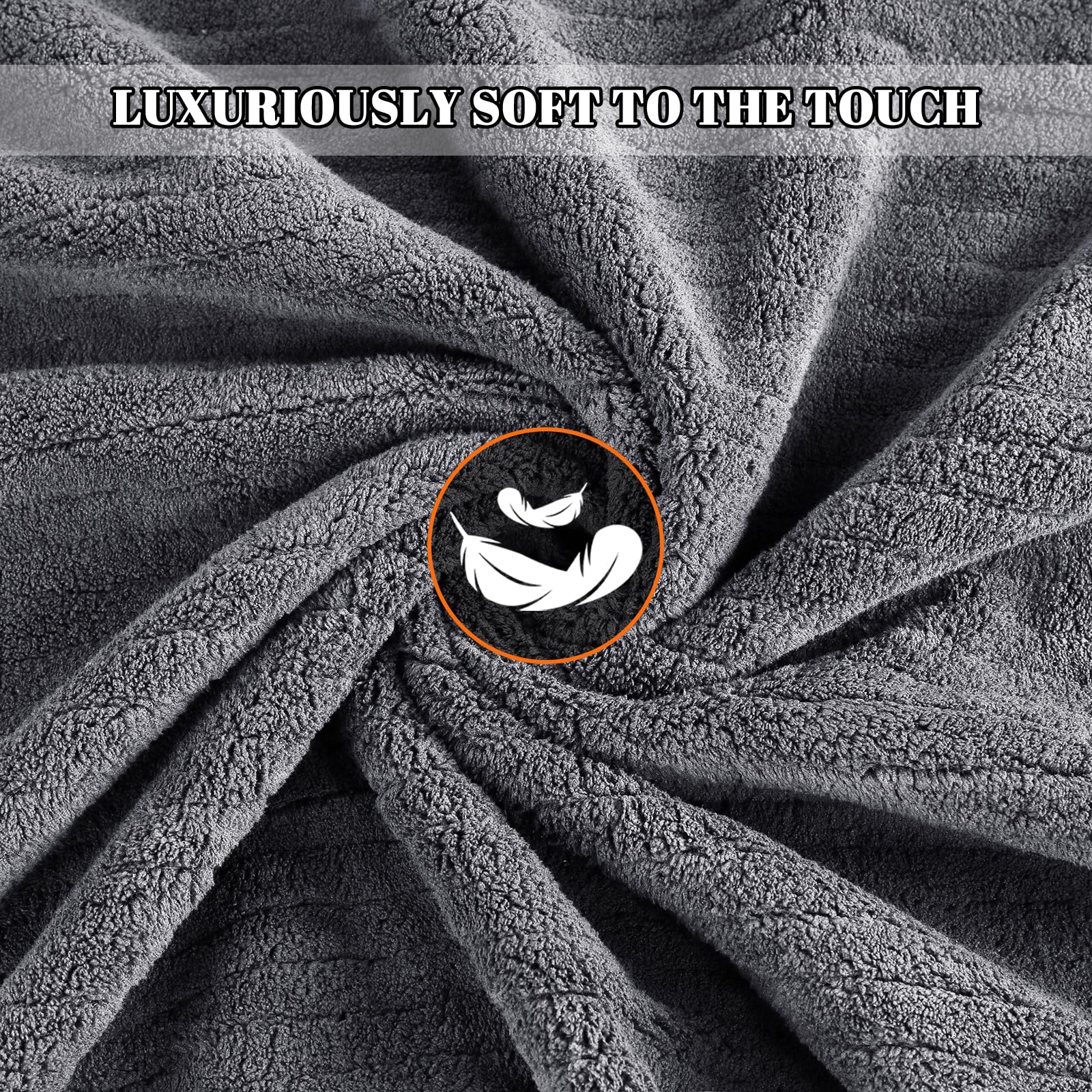 Lunoku towels grey, highly absorbent material perfect for quick drying after bath.