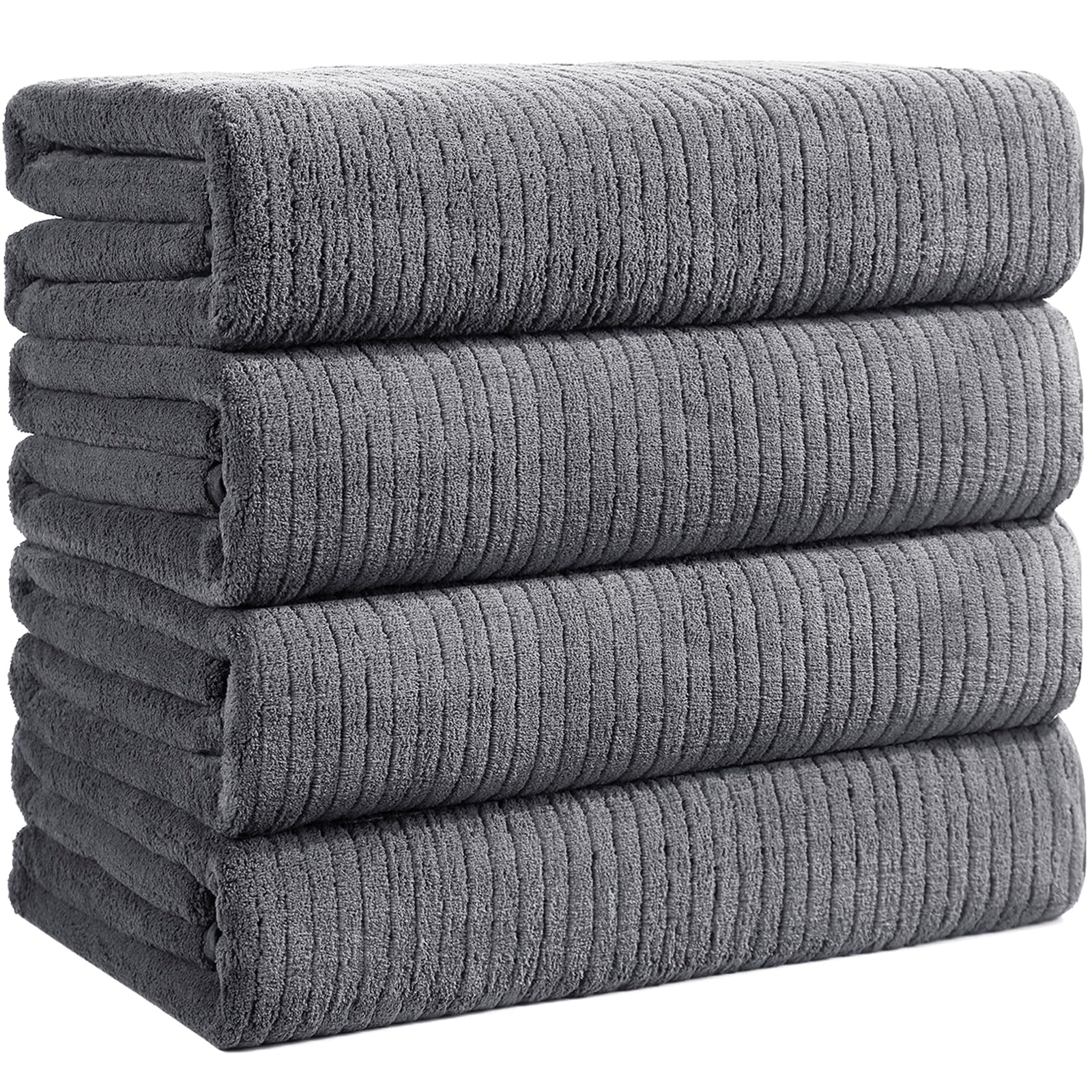 Lunoku bath towels extralarge 35x70 grey, premium packaging view signaling luxury from the start.