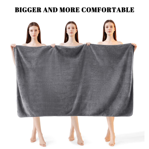 Lunoku extralarge 35x70 grey towels, ultra-soft feel ideal for pampering after shower.