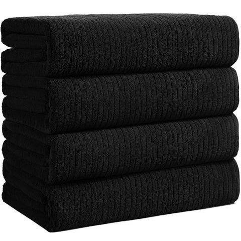 Lunoku four-pack extra-large towels in black offer luxurious drying and coverage