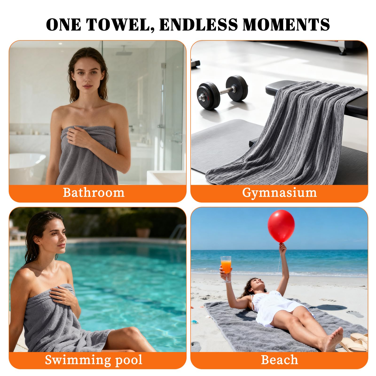 Lunoku black finish towels enhance bathroom decor and mood