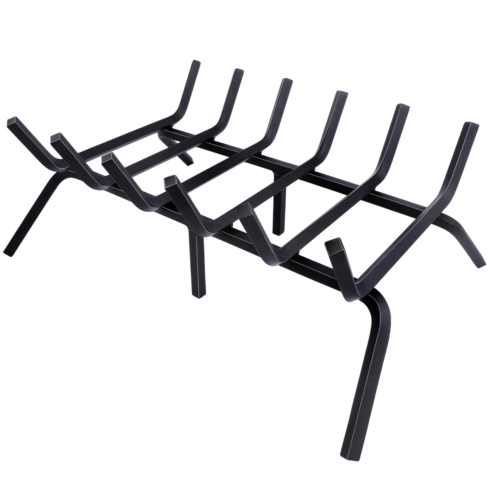 Luoieo 21-inch heavy-duty fireplace grate supports large logs.