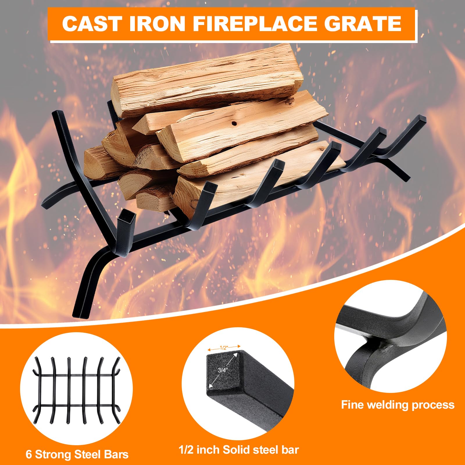 Luoieo raised design elevates firewood for better airflow and easier ash removal.