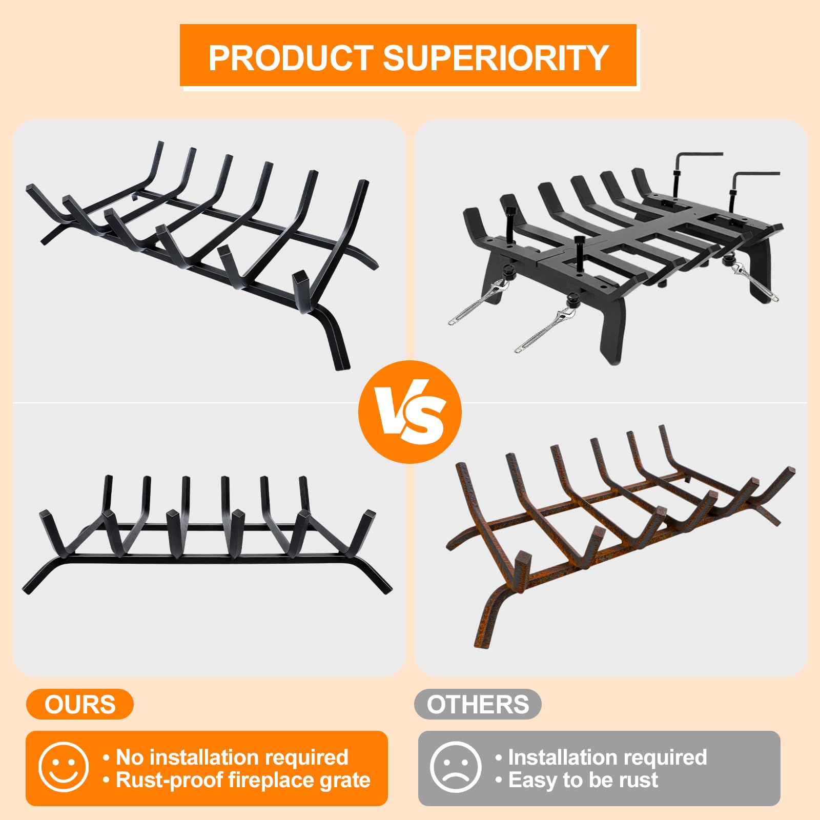 Luoieo four-leg cradle provides stable support for heavy logs during burning.