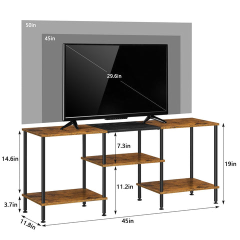 Luplom 50-inch TV stand side view showing compact profile and stability.