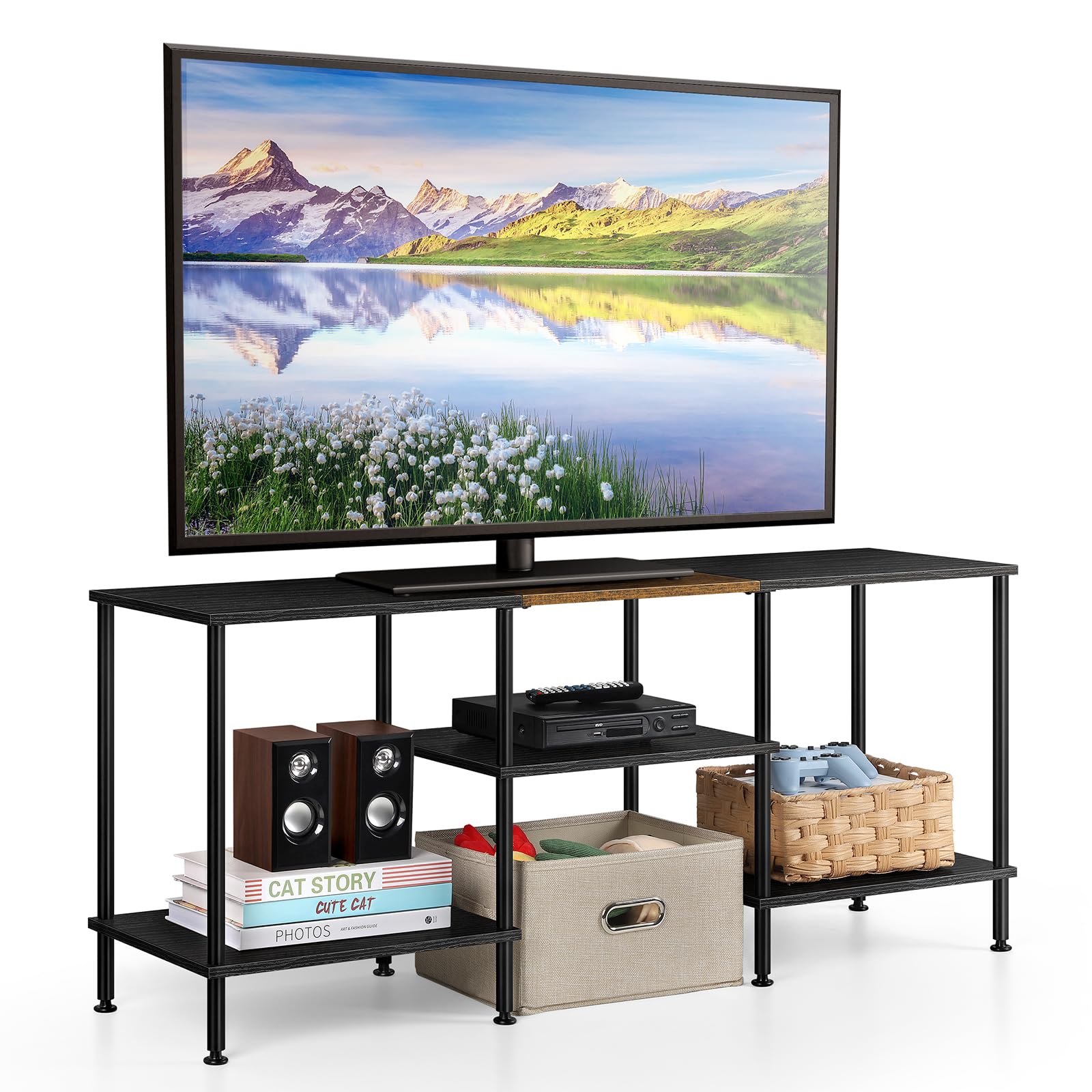 Luplom entertainment center suitable for living room and bedroom, tidy device organization.