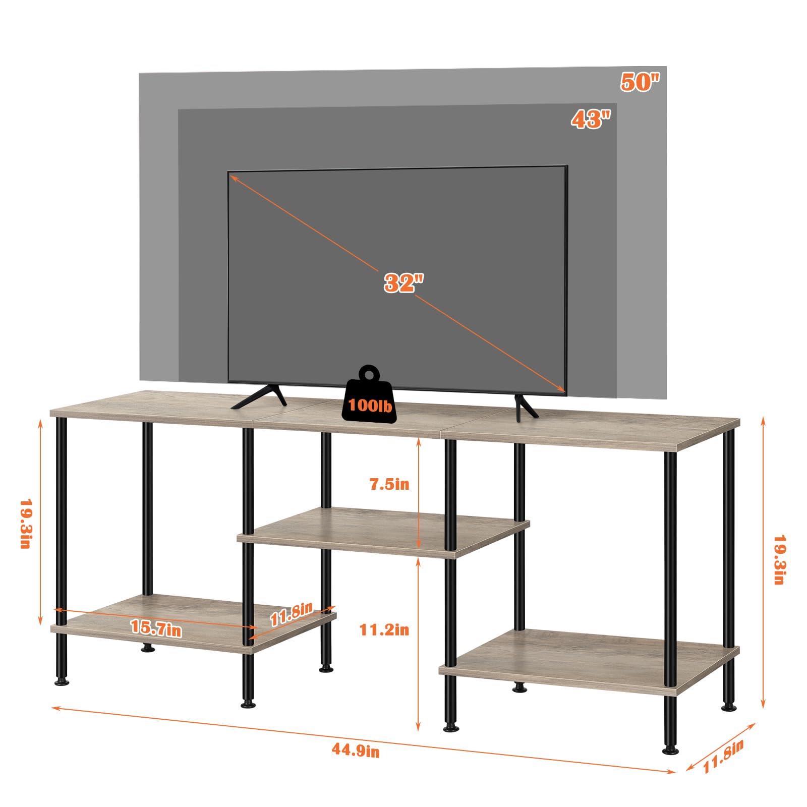 Luplom metal-wood frame provides sturdy support for devices.