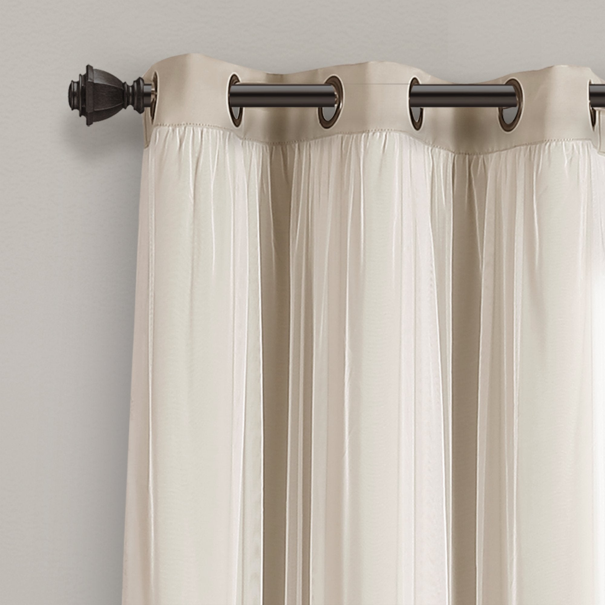 Lush Decor wheat curtains styled in a bedroom window setup