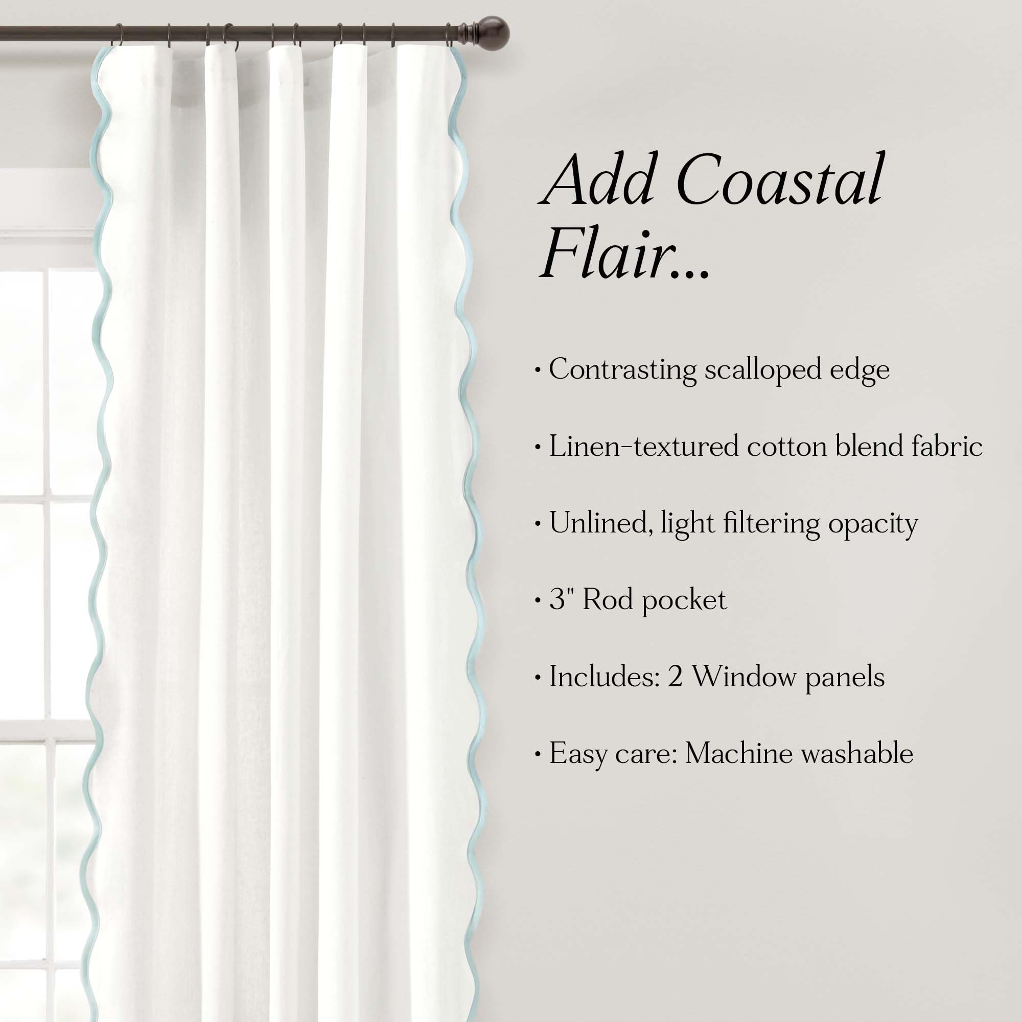 Lush Decor easy care curtains machine wash cold and tumble dry low.