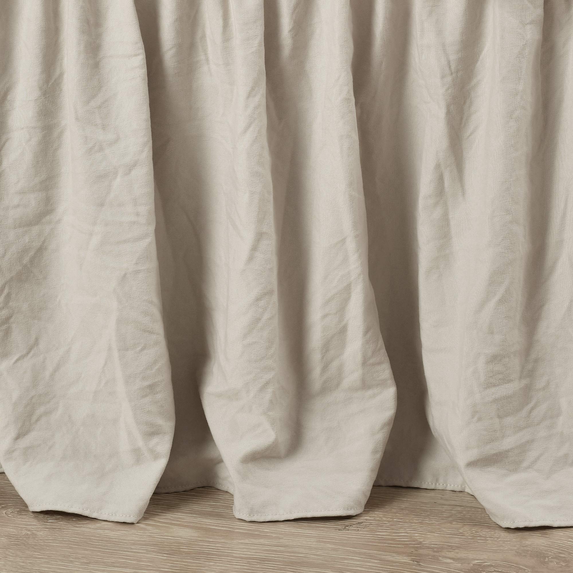 Lush Decor floor-length bed skirt provides a polished base and hides under-bed storage.