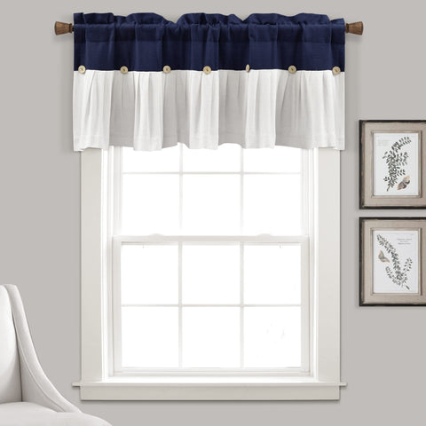 Lush Decor Linen Button Valance close-up of coconut husk buttons for rustic detail.