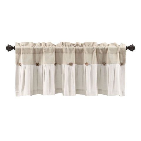 Lush Decor Linen Button Valance fabric weave close-up with subtle color blocking.