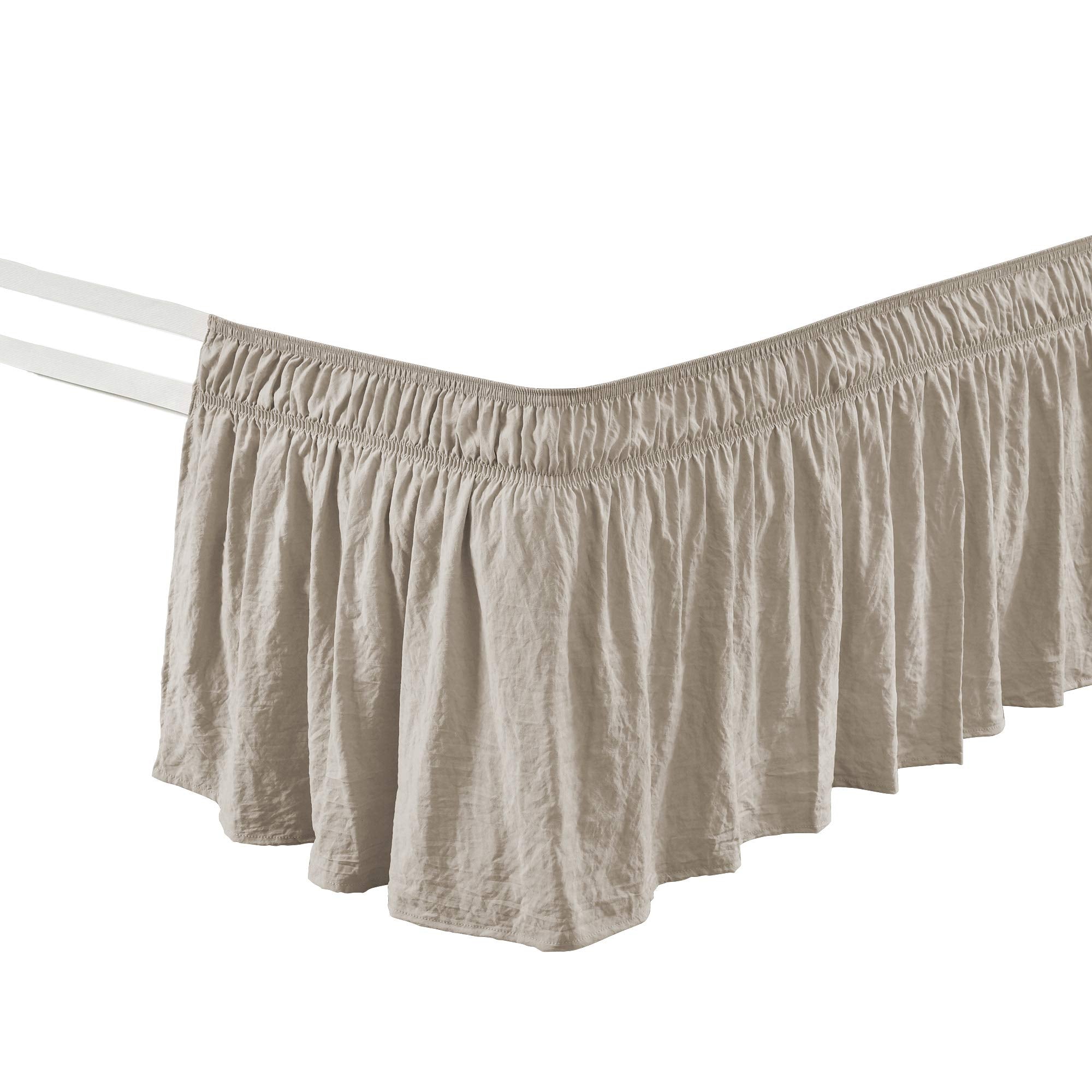 Lush Decor neutral tan bed skirt complements coastal, vintage, and modern bedrooms.