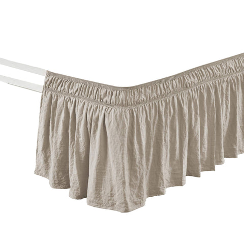 Lush Decor neutral tan bed skirt complements coastal, vintage, and modern bedrooms.