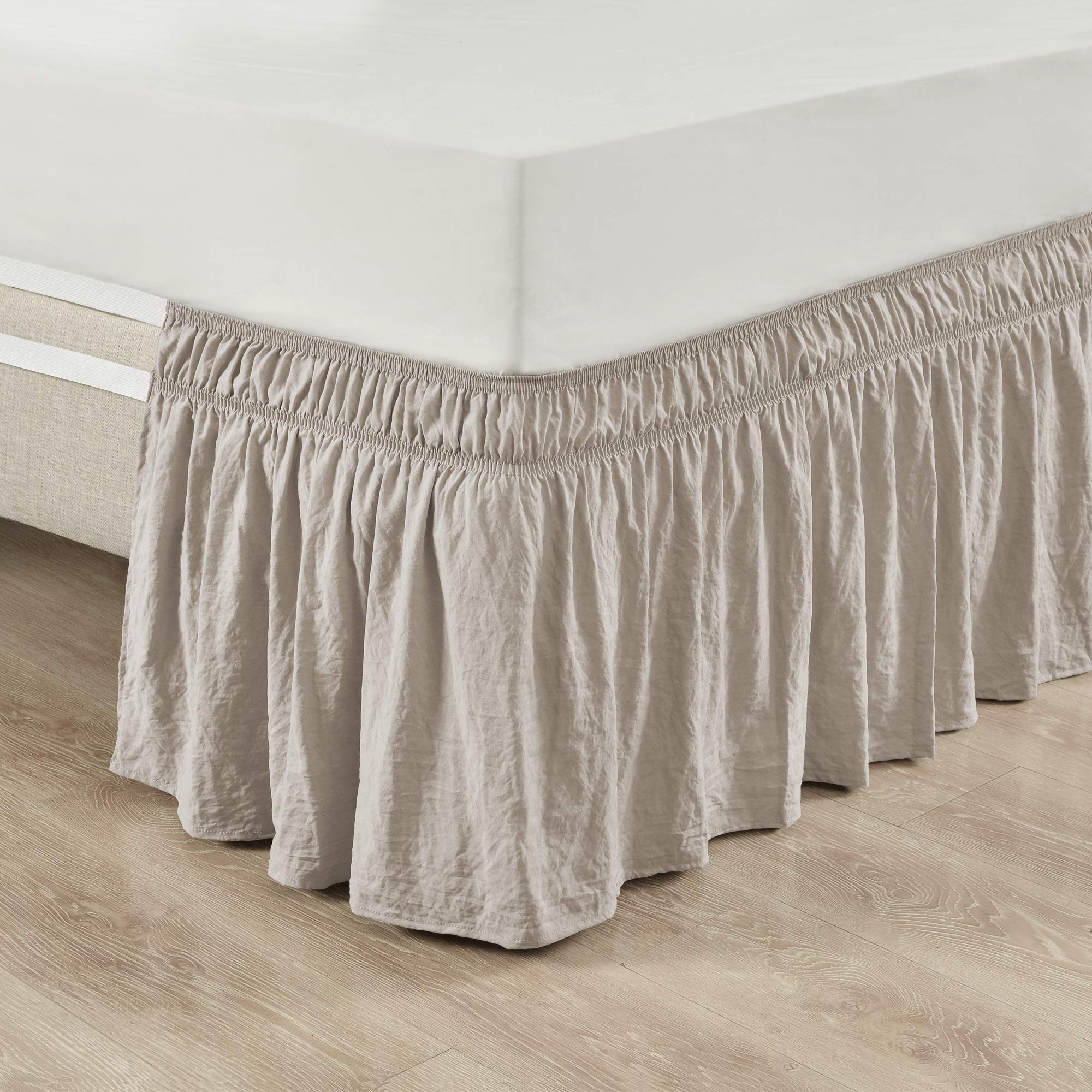 Lush Decor ruched ruffle bed skirt wrap-around drapes to the floor for a chic finish.