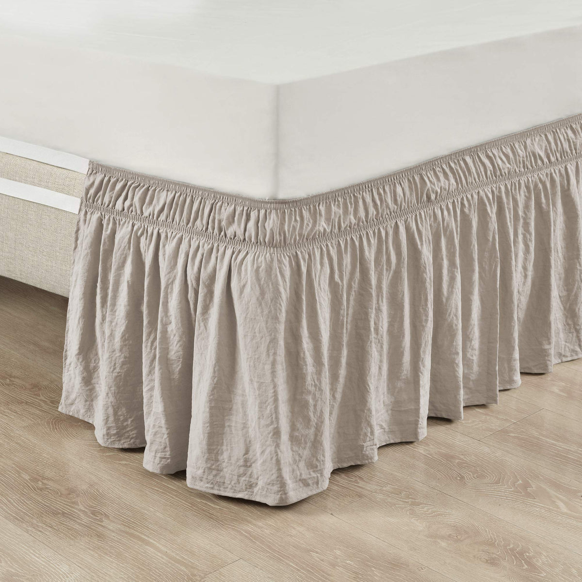 Lush Decor ruched ruffle bed skirt wrap-around drapes to the floor for a chic finish.