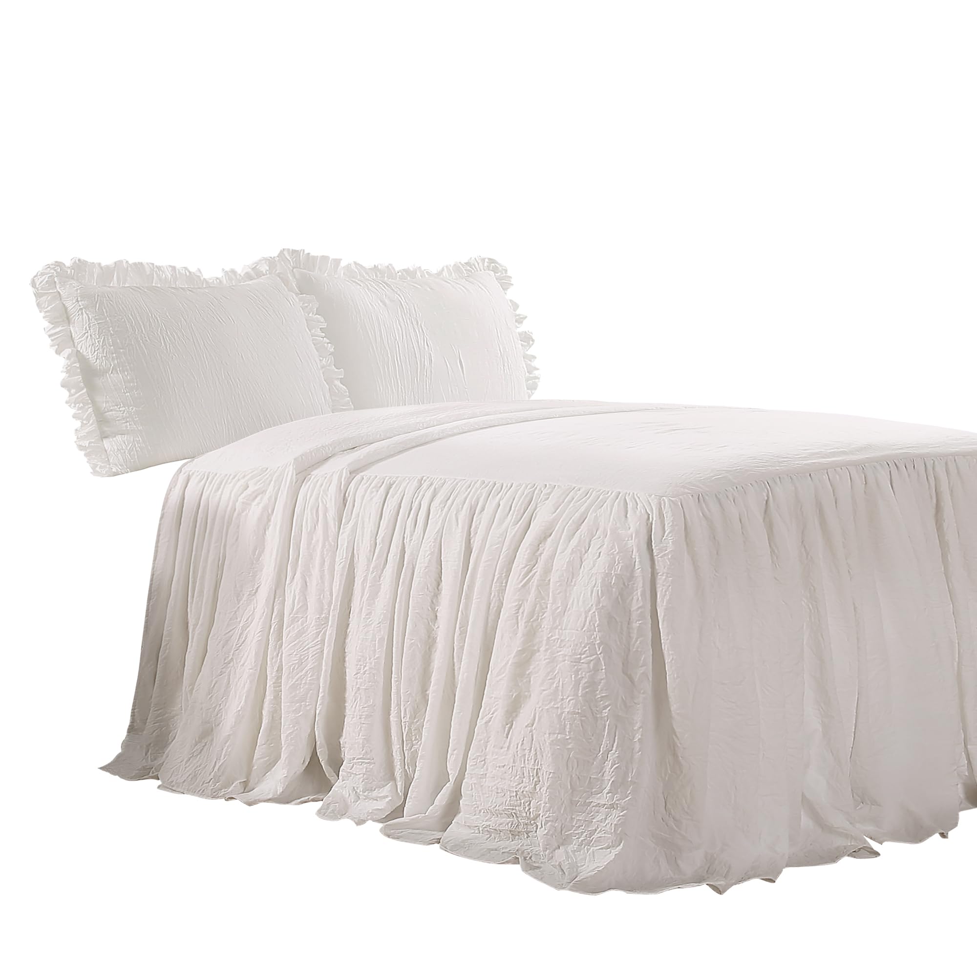 Room scene showcasing farmhouse cottage boho decor with bedspread