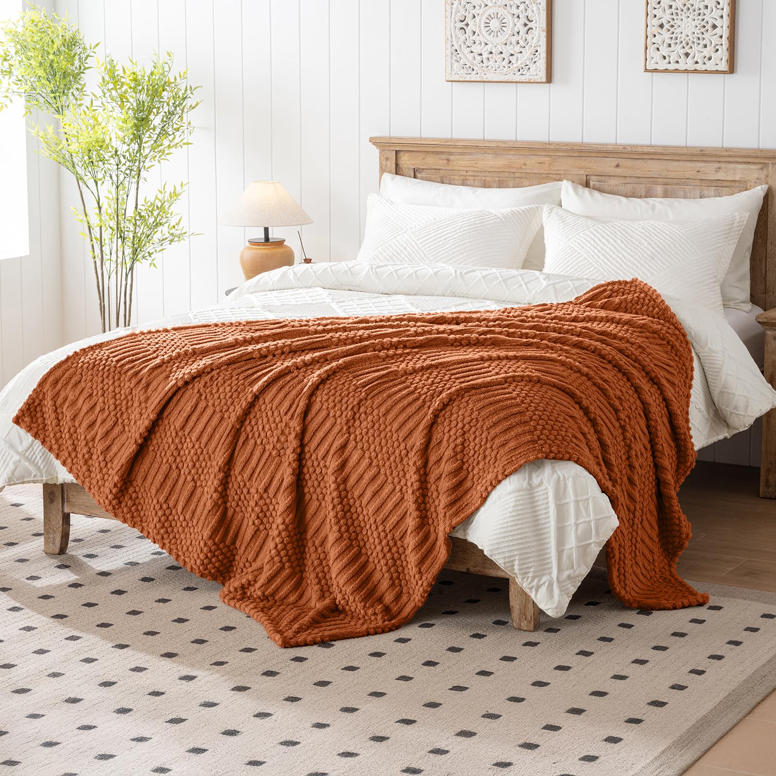 Lussena Rust Queen Bed Blanket gift-ready packaging for holidays