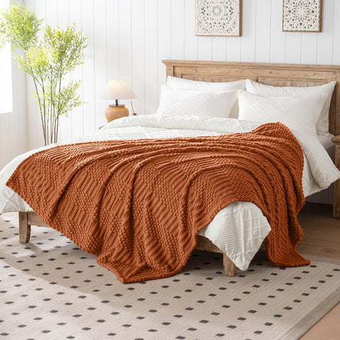 Lussena Rust Queen Bed Blanket gift-ready packaging for holidays