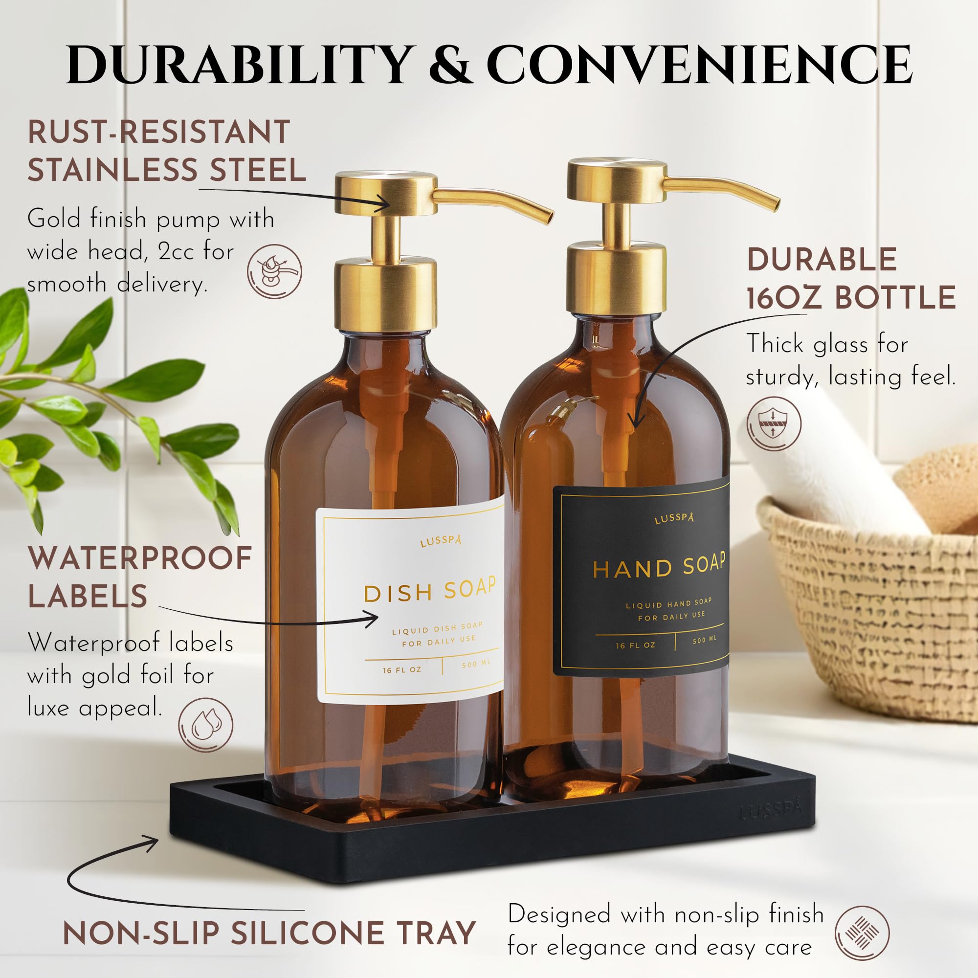 LUSSPA durable amber glass bottles withstand daily use.