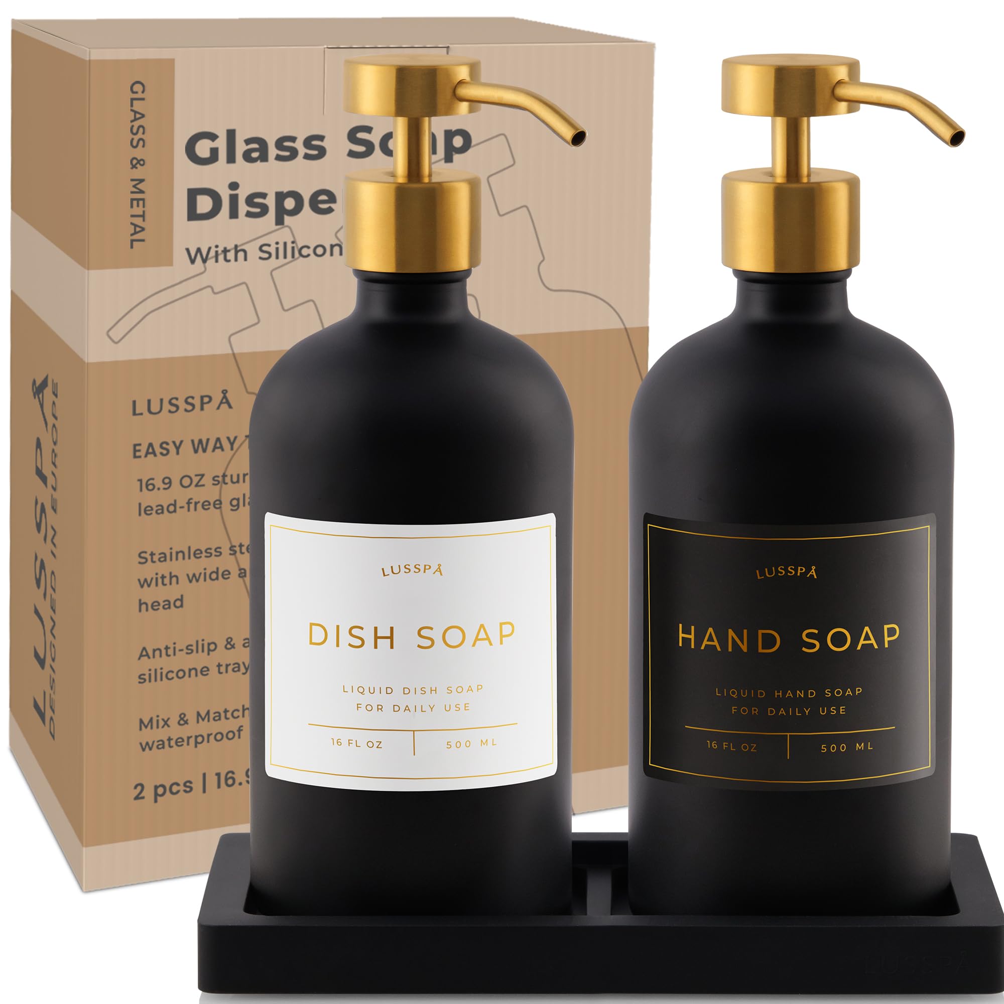 LUSSPA gold-accented glass adds subtle luxury.