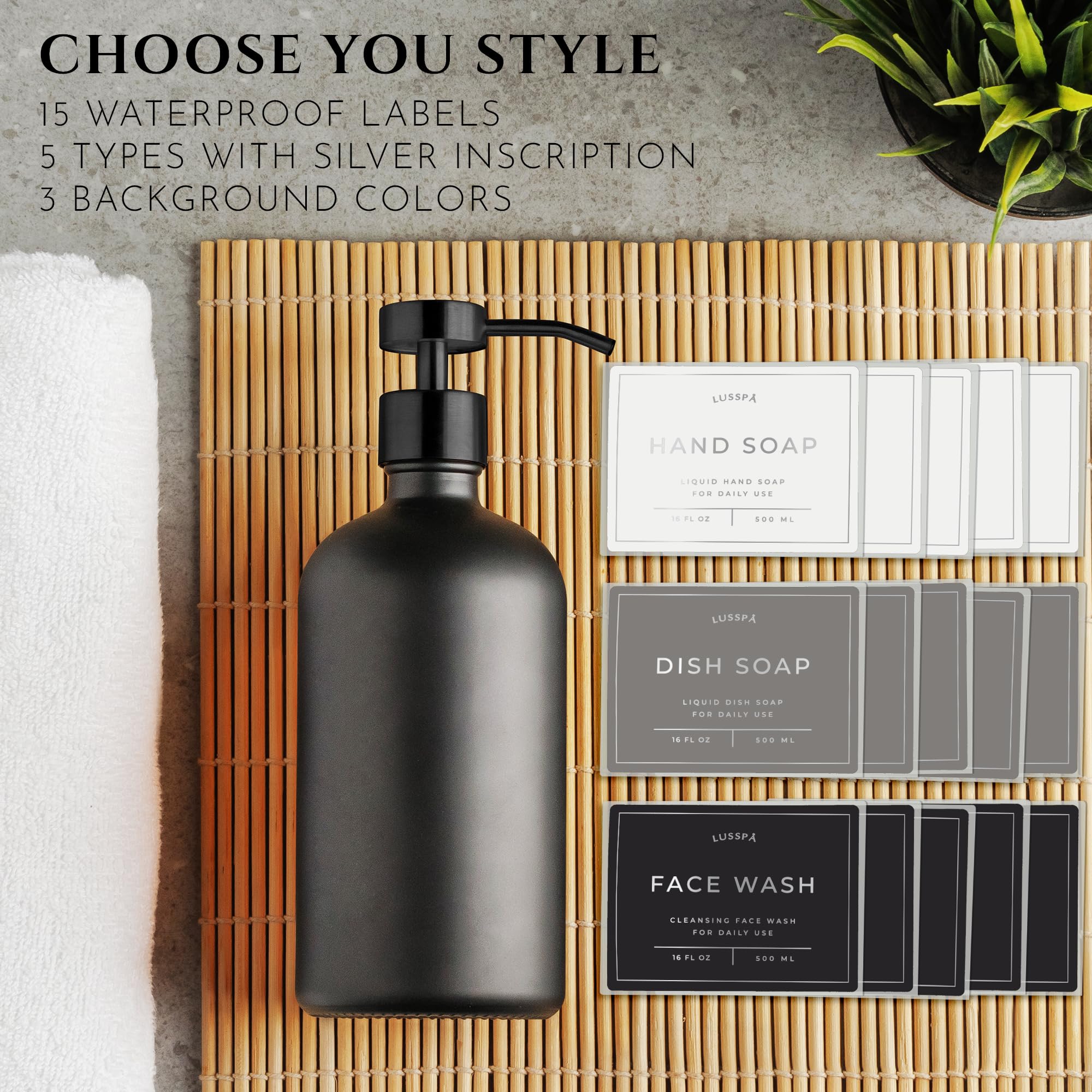 LUSSPA 16.8 oz glass bottles are sturdy and easy to refill.