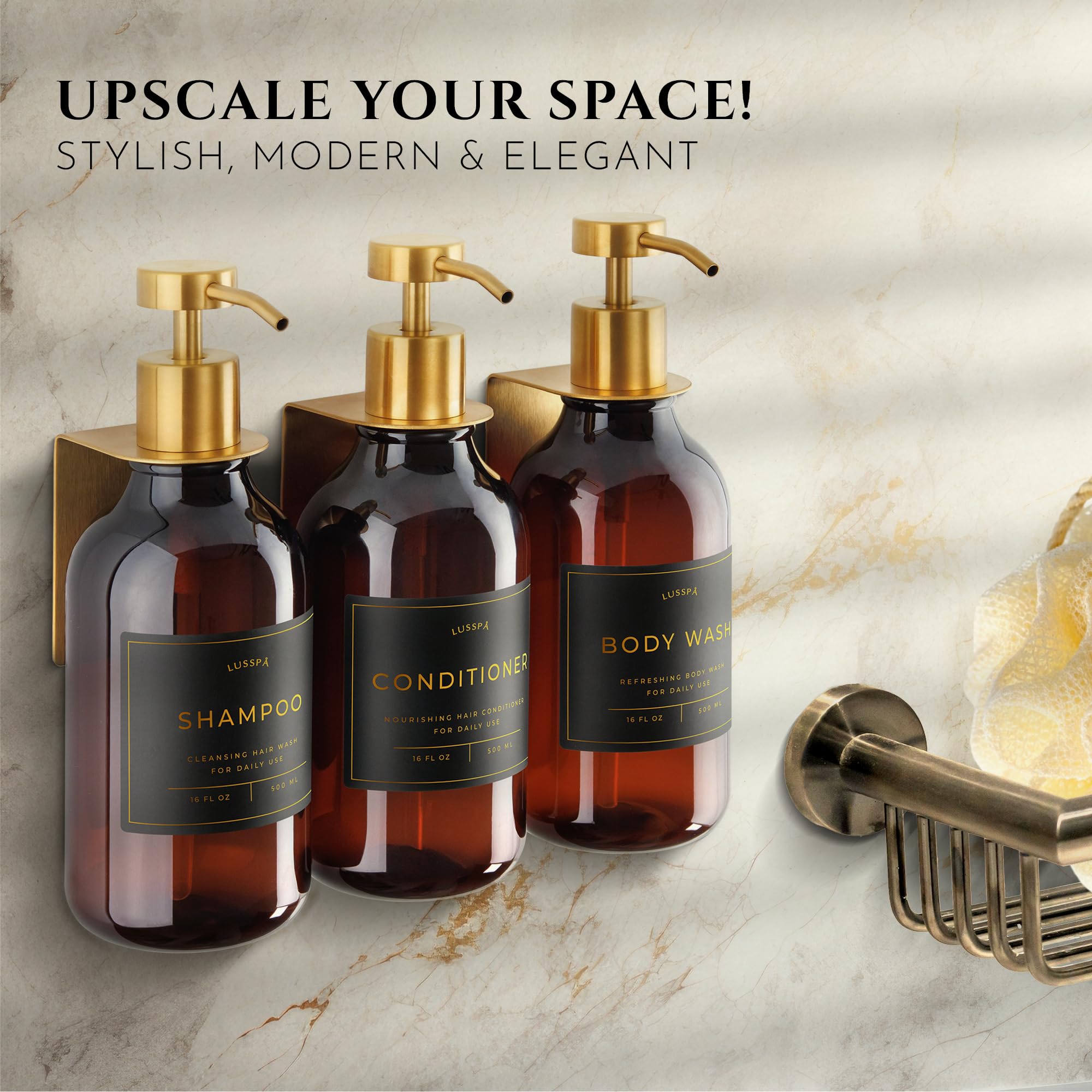 LUSSPA no-drill adhesive wall mounts for easy bathroom installation