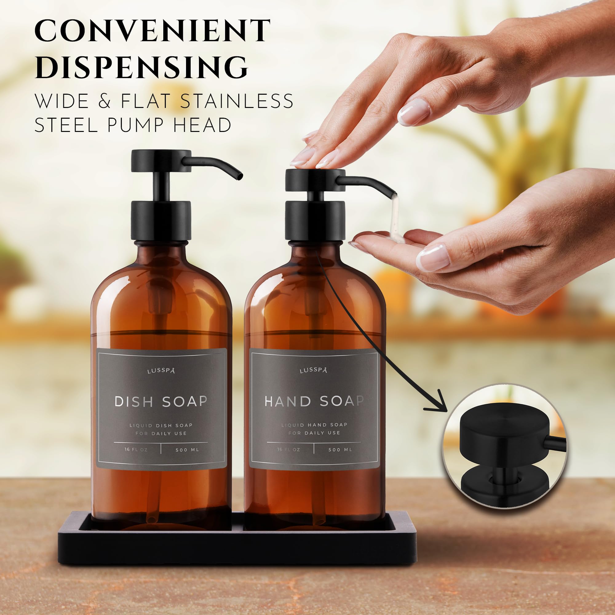 LUSSPA silicone tray in black keeps bottles organized and dry.