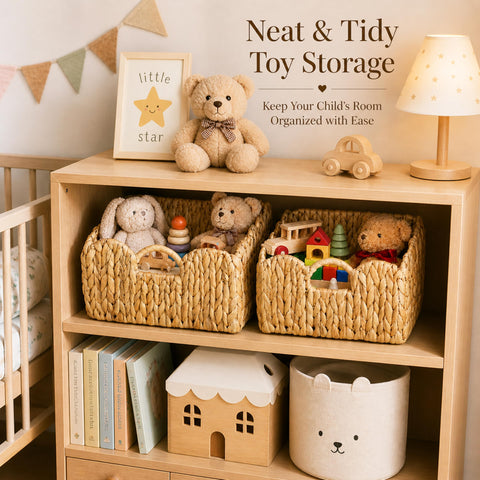 LUSYDECO built-in-handles basket, easy to carry between rooms