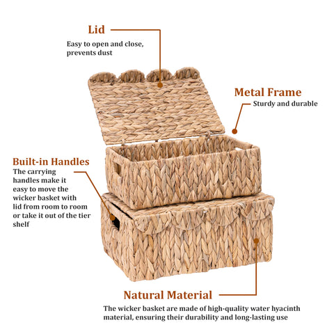 LUSYDECO handmade lidded basket adds durable, decorative storage.