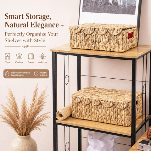LUSYDECO large wicker basket with lid keeps toys and books neatly stored.