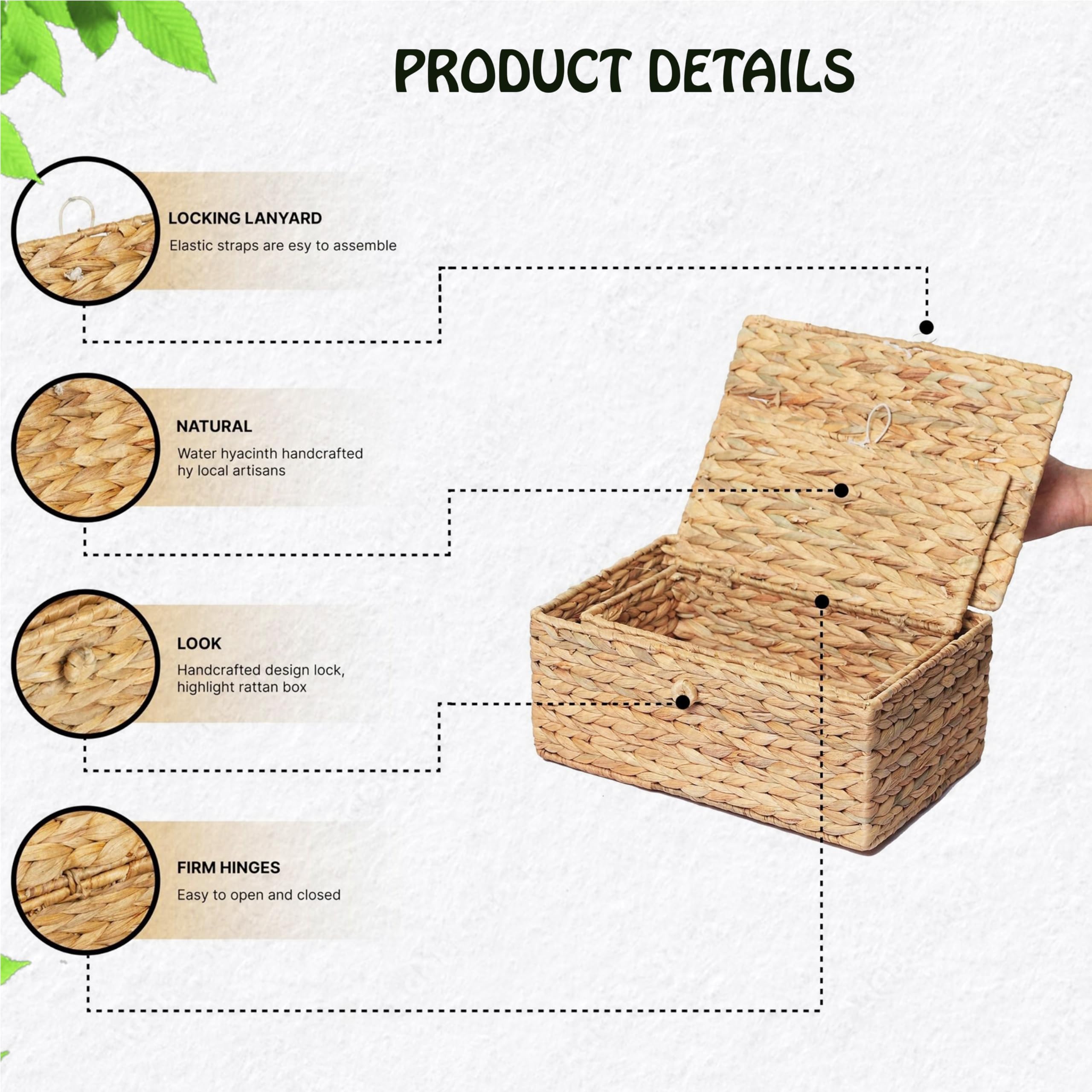 LUSYDECO rattan box handcrafted details highlight artisanal craftsmanship.