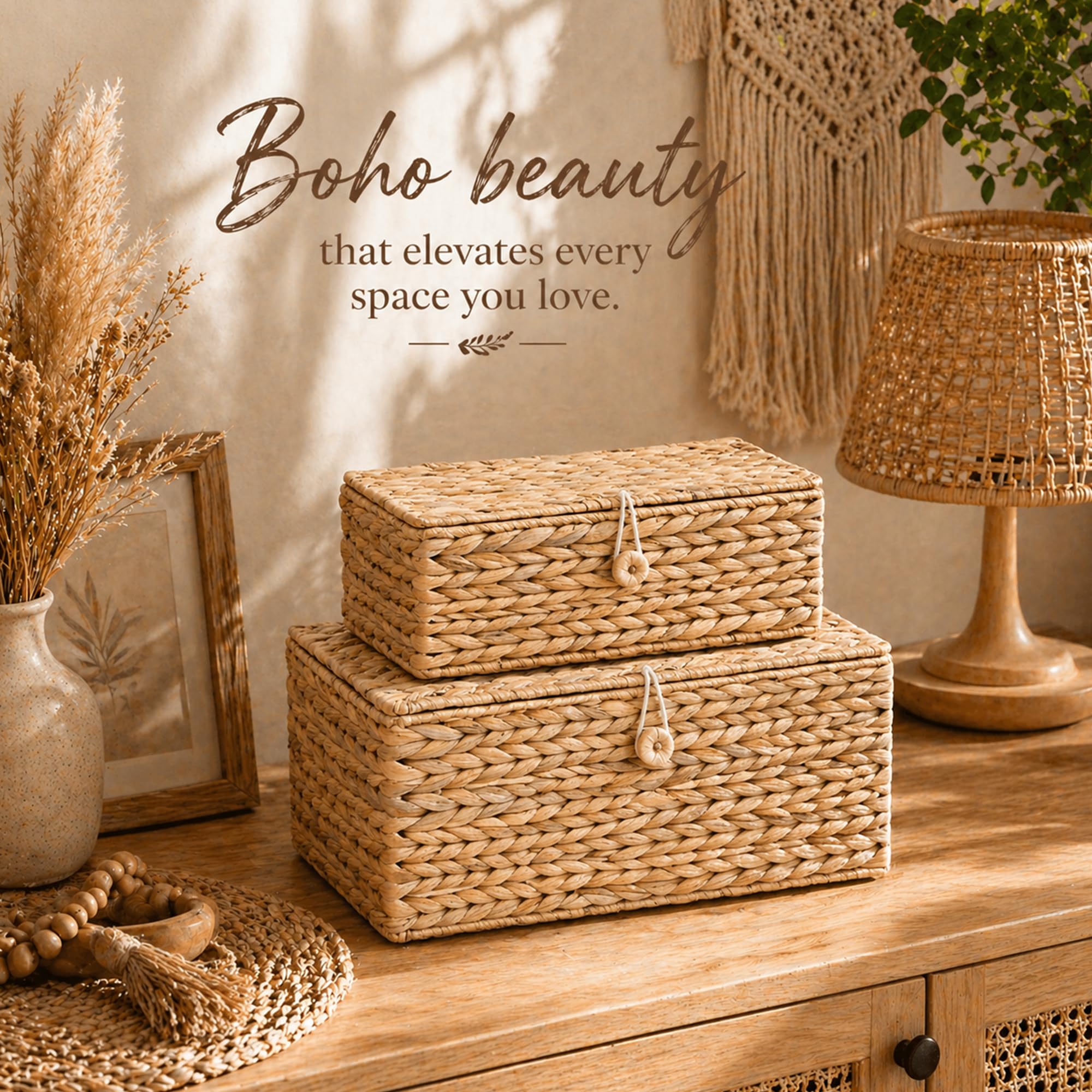 LUSYDECO wicker basket set with lids small size suitable for bathroom tidying