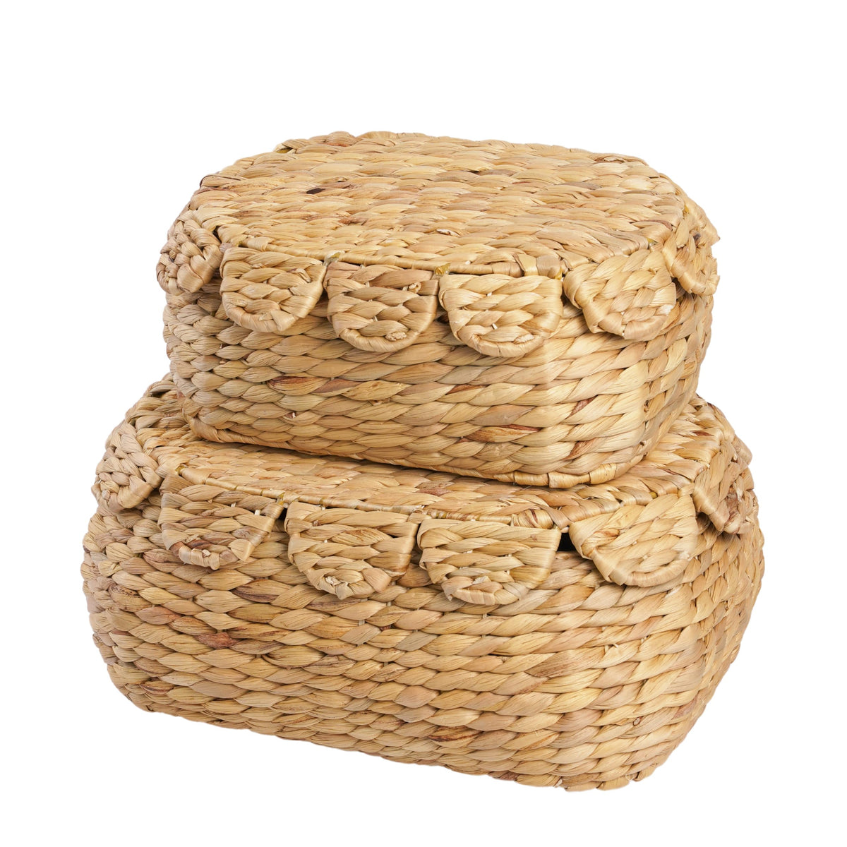 LUSYDECO wicker baskets with lid set for stylish closet organization.