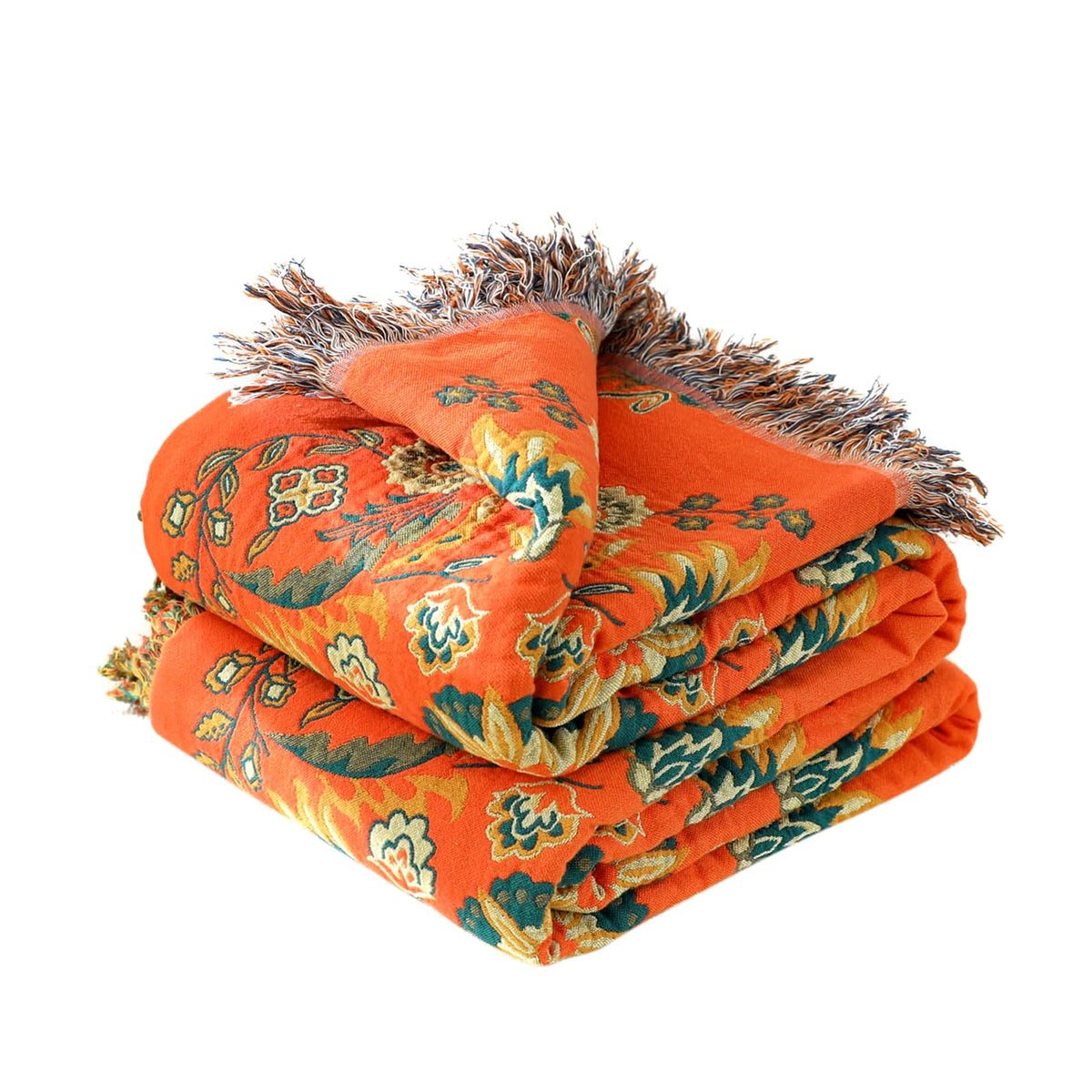 LUTBM boho throw blanket with floral embroidery for bed decor and warmth