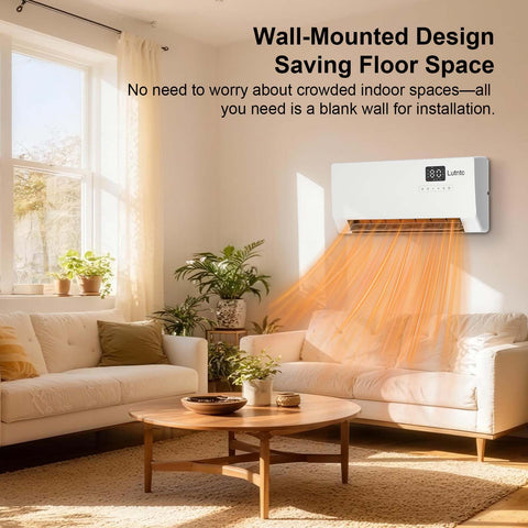 Lutntc heater displaying ECO mode for energy-efficient warmth.