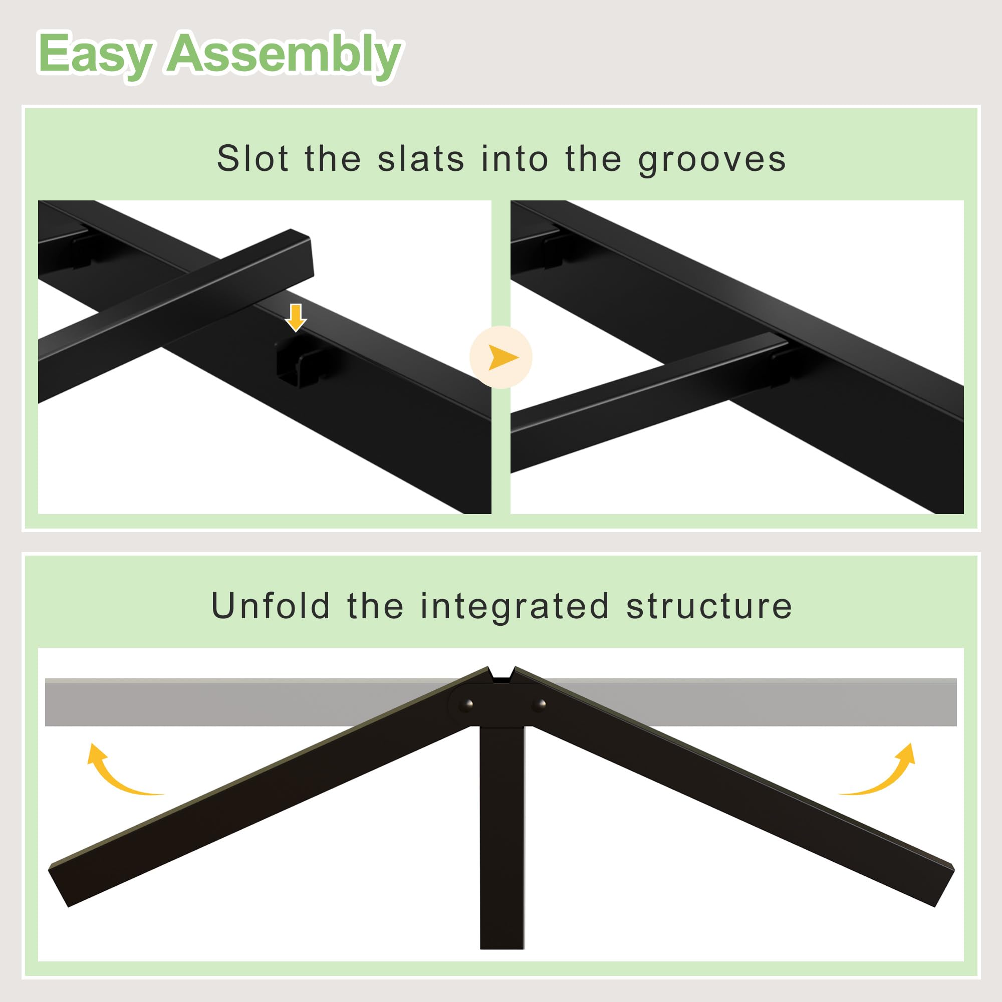 Lutown-Teen bed frame in process of easy assembly