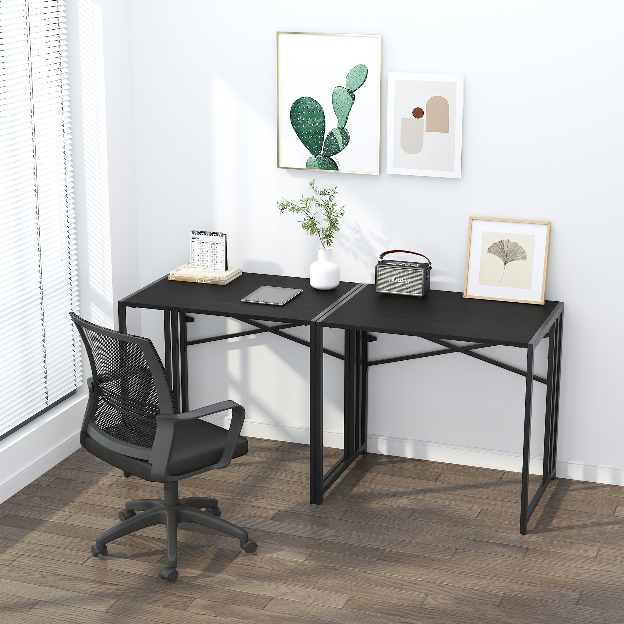 Lutown-Teen desk with metal frame emphasizes durability and stability in black