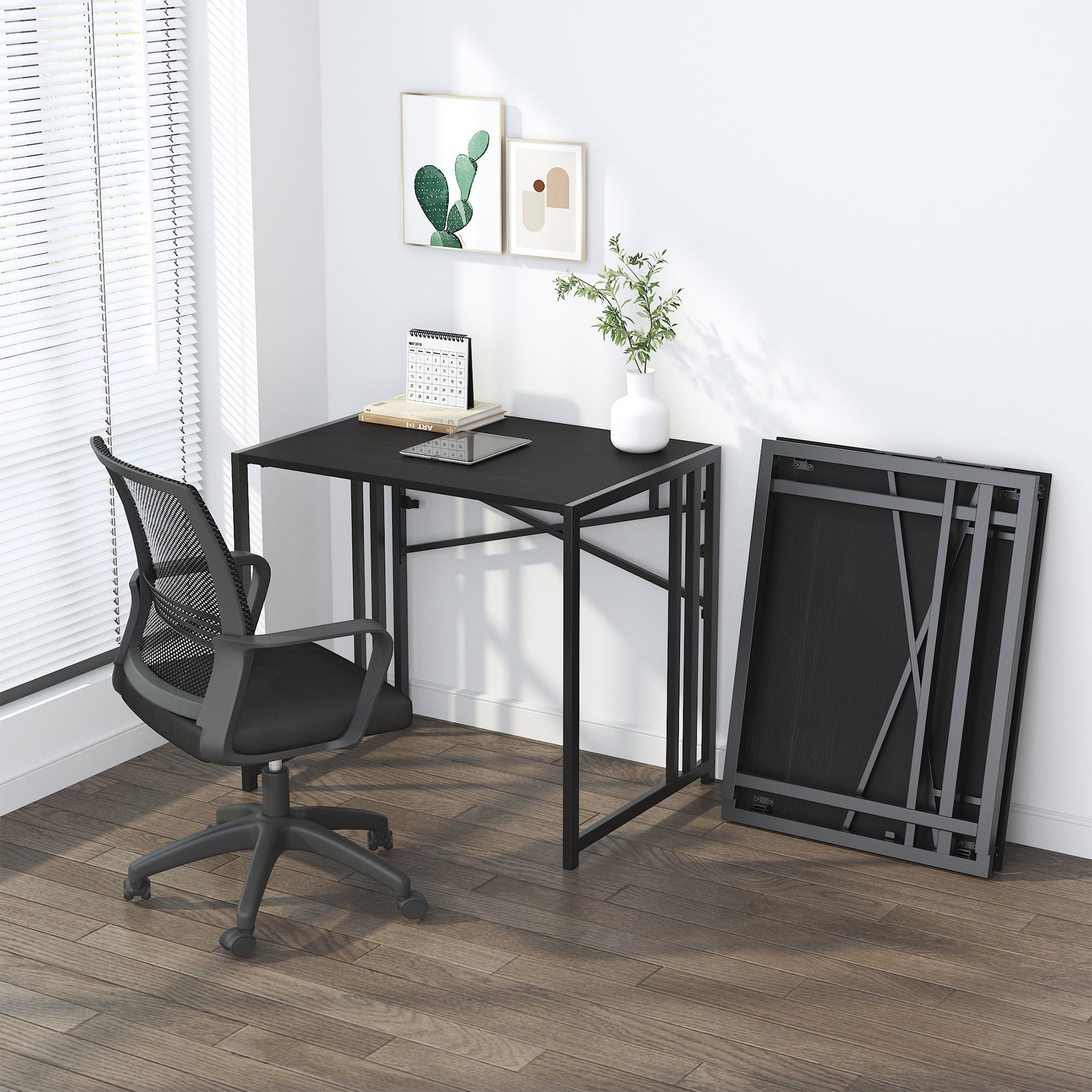 Lutown-Teen folding desk doubles as portable workstation for outdoor use in black