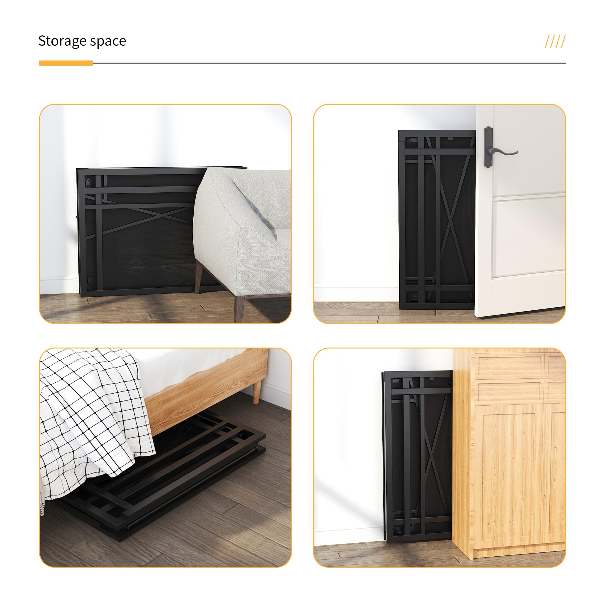 Lutown-Teen desk no-assembly setup for quick use in black