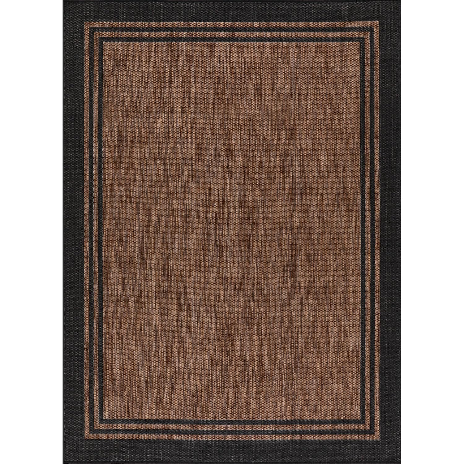 Luul Home bordered rug 6x9 Nut Brown complements entryways with durable, easy-care materials.