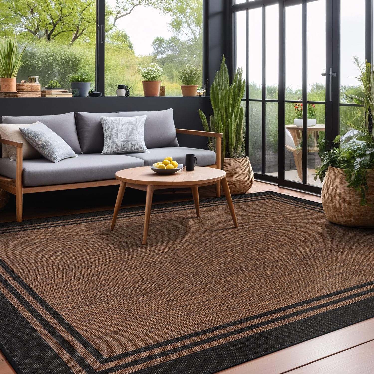 Luul Home 6x9 Nut Brown rug enhances entrances with durable, stylish presence.