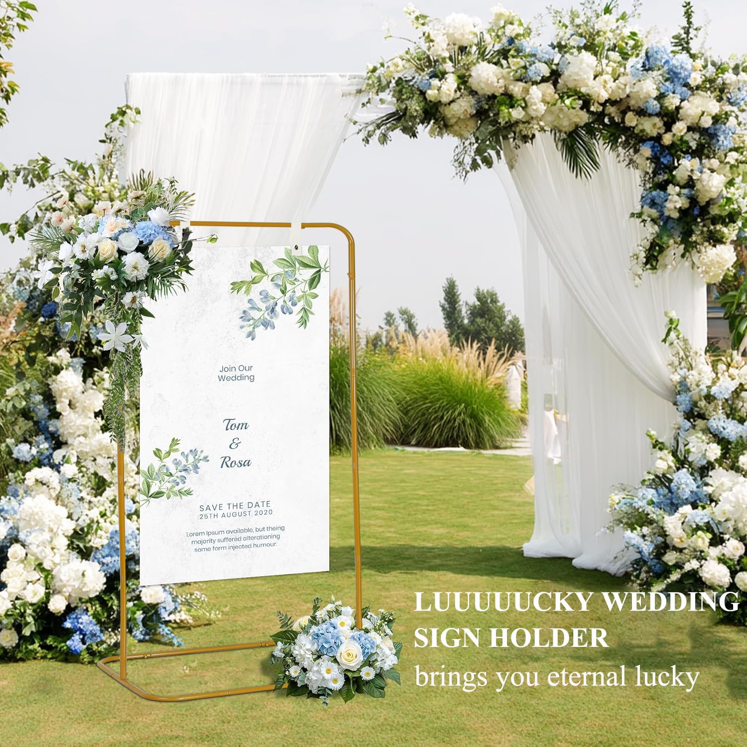 Luuuuucky heavy-duty iron base provides stable support for outdoor events.