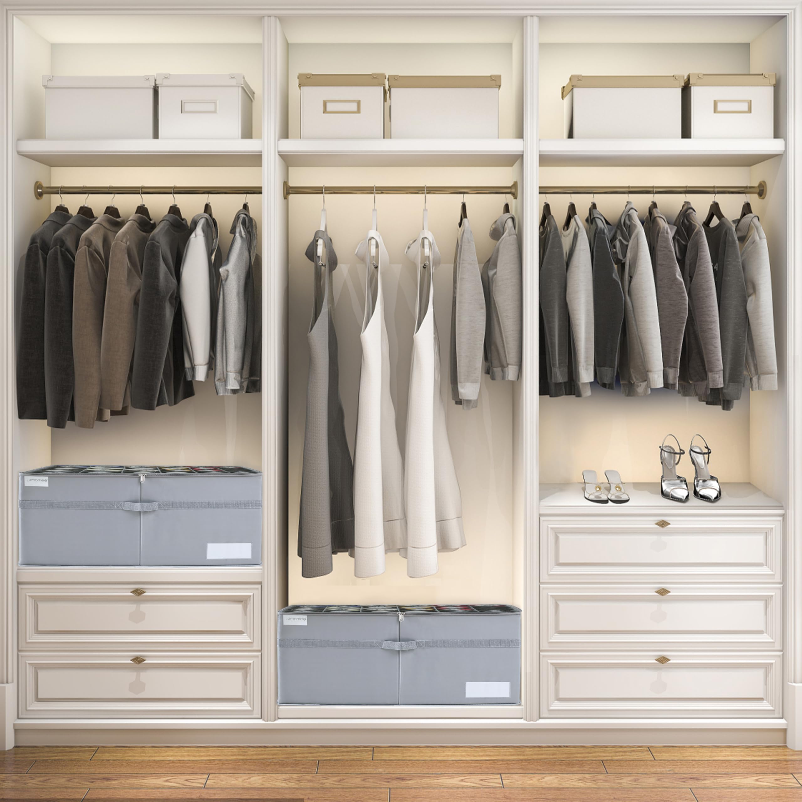 LUVHOMEE clear shoe bins with label holders for quick identification