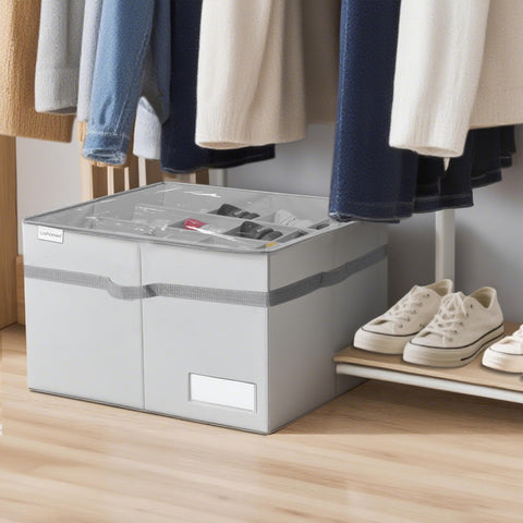 Luvhomee shoe bin with clear covers for quick visibility of contents.