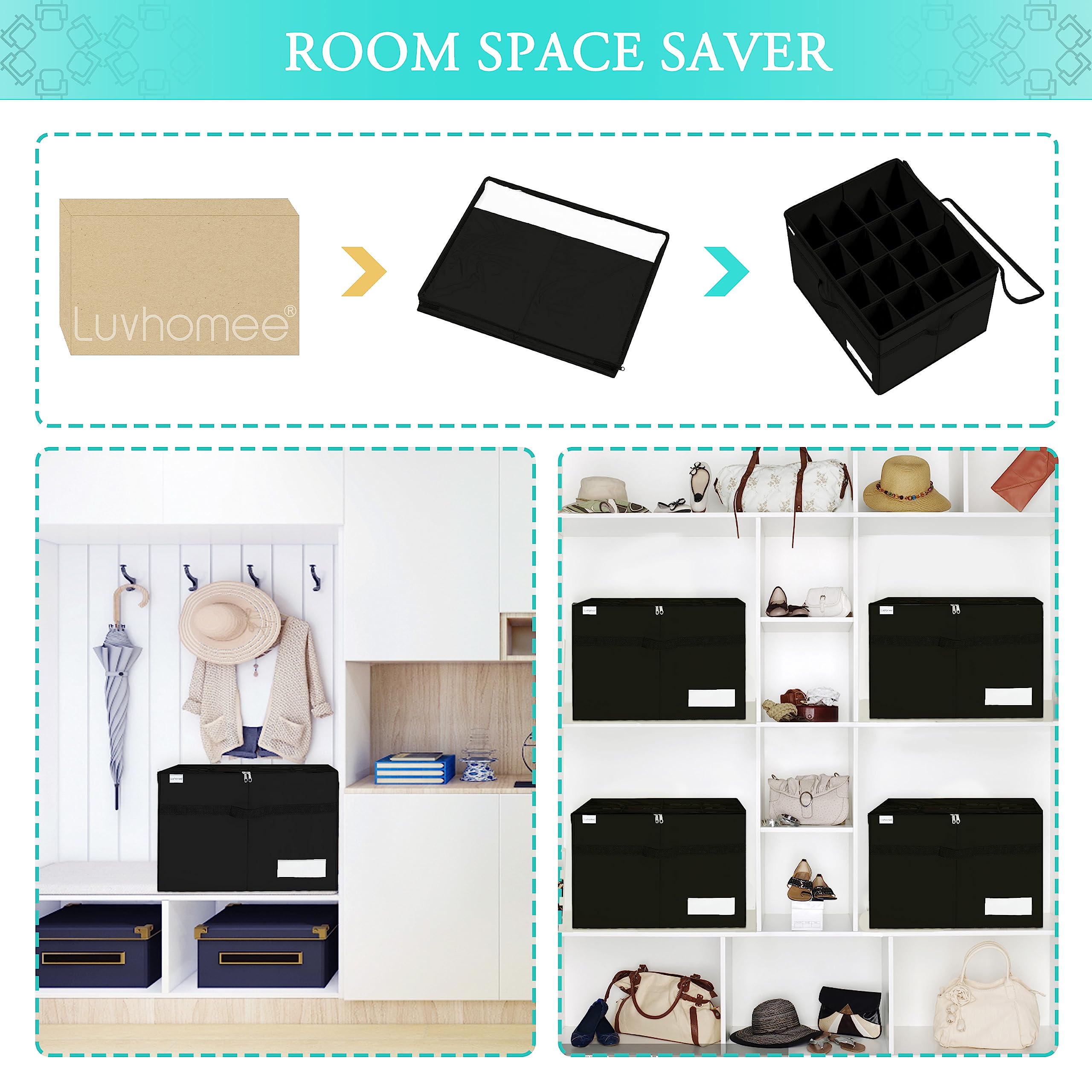 LUVHOMEE closet-ready cubby system keeps shoes organized.